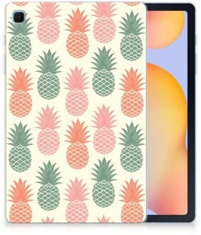 B2Ctelecom Tablethoes Samsung Galaxy Tab S6 Lite TPU Siliconen Hoesje Personaliseren Super als Kerstcadeau Ananas met transparant zijkanten