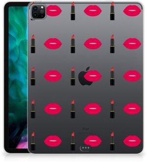 B2Ctelecom Tablethoesje iPad Pro 12.9 (2020) | iPad Pro 12.9 (2021) Backcover Personaliseren Lipstick Kiss met doorzichte zijkanten