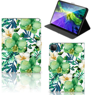 B2Ctelecom Tablethoesje iPad Pro 2020 Tablet Hoes met Standaard Ontwerpen Orchidee Groen