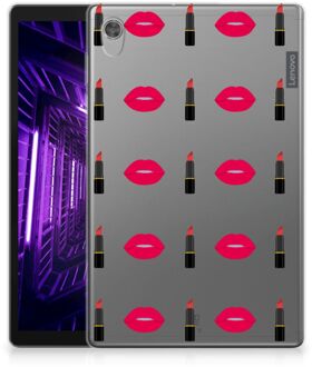 B2Ctelecom Tablethoesje Lenovo Tab M10 HD (2de generatie) Backcover Personaliseren Lipstick Kiss met doorzichte zijkanten