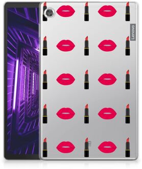 B2Ctelecom Tablethoesje Lenovo Tab M10 Plus Backcover Personaliseren Lipstick Kiss met doorzichte zijkanten