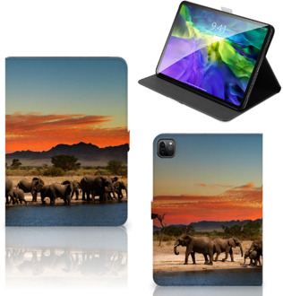 B2Ctelecom Tablethoesje met foto iPad 11 Pro (2020) Cover met Standaard met Foto Olifanten