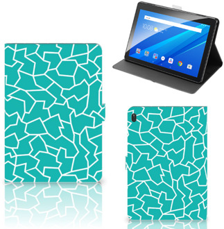 B2Ctelecom Tablethoesje met foto Lenovo Tab E10 Hoes met Standaard Cracks Blue