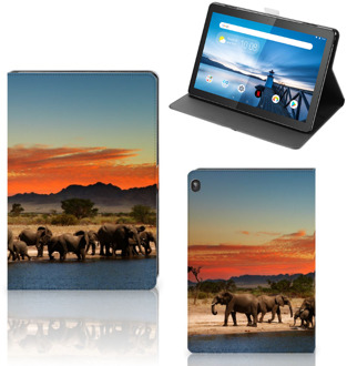 B2Ctelecom Tablethoesje met foto Lenovo Tablet M10 Cover met Standaard met Foto Olifanten