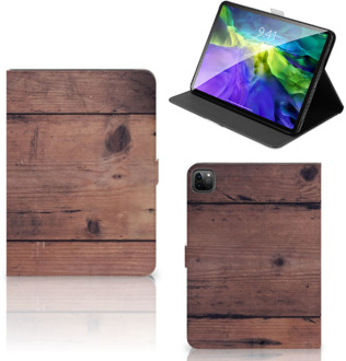 B2Ctelecom Tablethoesje met Naam iPad Pro 11 (2020) Tablet Hoes met Standaard Old Wood