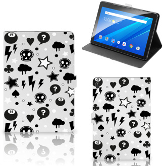 B2Ctelecom Tablethoesje met Naam Lenovo Tab E10 Hoesje met Magneetsluiting Silver Punk