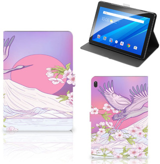 B2Ctelecom Tablethoesje met Naam Lenovo Tab E10 Hoesje met Standaard Bird Flying