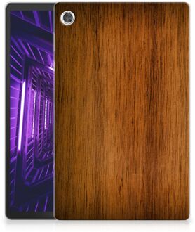 B2Ctelecom Tablethoesje met Naam Lenovo Tab M10 Plus Cover Donker Hout met doorzichte zijkanten