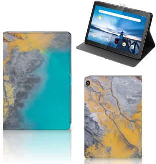 B2Ctelecom Tablettas Lenovo Tablet M10 Tablet Hoes met Standaard Marble Blue Gold