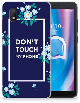 B2Ctelecom Telefoon Hoesje Alcatel 1B (2020) Leuk TPU Back Case Flowers Blue Don't Touch My Phone