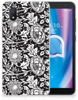 B2Ctelecom Telefoon Hoesje Alcatel 1B (2020) Mobiel Case Zwart Bloemen