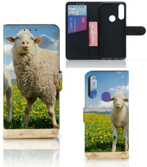 B2Ctelecom Telefoon Hoesje Alcatel 1S 2020 Book Wallet Case met foto Schaap en Lammetje