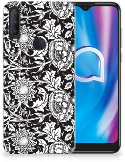 B2Ctelecom Telefoon Hoesje Alcatel 1S (2020) Mobiel Case Zwart Bloemen