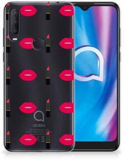 B2Ctelecom Telefoon Hoesje Alcatel 1S (2020) Silicone Hoesje Doorzichtig Lipstick Kiss