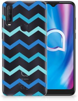 B2Ctelecom Telefoon Hoesje Alcatel 1S (2020) Siliconen Back Cover Zigzag Blauw