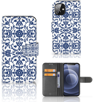 B2Ctelecom Telefoon Hoesje Apple iPhone 12 Mini Book Case Flower Blue