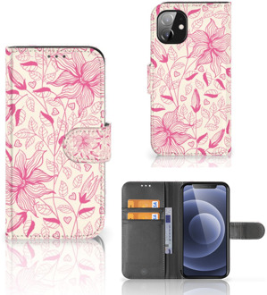 B2Ctelecom Telefoon Hoesje Apple iPhone 12 Mini Magnet Case Pink Flowers