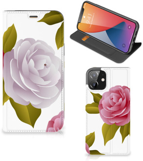 B2Ctelecom Telefoon Hoesje Cadeau voor haar iPhone 12 | iPhone 12 Pro Wallet Flip Case Roses