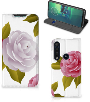 B2Ctelecom Telefoon Hoesje Cadeau voor haar Motorola G8 Plus Wallet Flip Case Roses