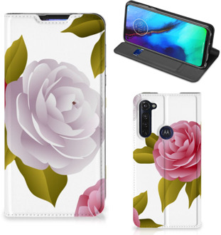 B2Ctelecom Telefoon Hoesje Cadeau voor haar Motorola Moto G Pro Wallet Flip Case Roses