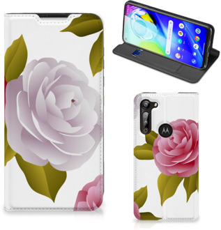 B2Ctelecom Telefoon Hoesje Cadeau voor haar Motorola Moto G8 Power Wallet Flip Case Roses