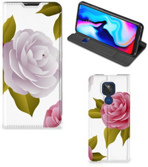 B2Ctelecom Telefoon Hoesje Cadeau voor haar Motorola Moto G9 Play Wallet Flip Case Roses