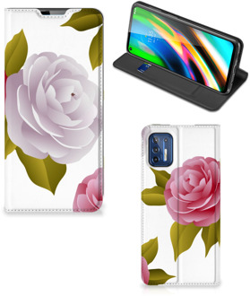 B2Ctelecom Telefoon Hoesje Cadeau voor haar Motorola Moto G9 Plus Wallet Flip Case Roses