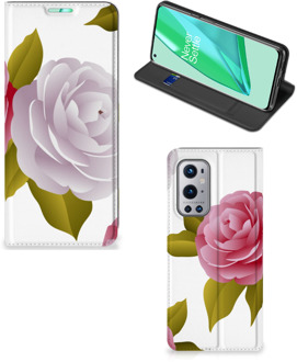 B2Ctelecom Telefoon Hoesje Cadeau voor haar OnePlus 9 Pro Wallet Flip Case Roses