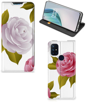 B2Ctelecom Telefoon Hoesje Cadeau voor haar OnePlus Nord N10 5G Wallet Flip Case Roses