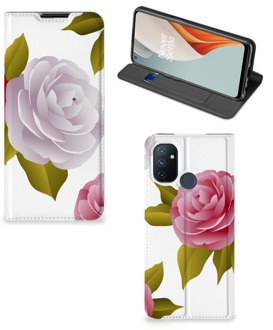 B2Ctelecom Telefoon Hoesje Cadeau voor haar OnePlus Nord N100 Wallet Flip Case Roses