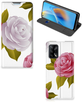 B2Ctelecom Telefoon Hoesje Cadeau voor haar OPPO A74 4G Wallet Flip Case Roses