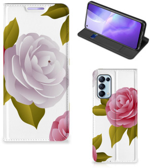 B2Ctelecom Telefoon Hoesje Cadeau voor haar OPPO Find X3 Lite Wallet Flip Case Roses