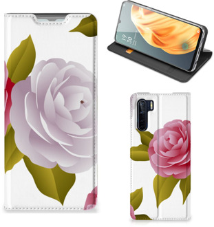 B2Ctelecom Telefoon Hoesje Cadeau voor haar OPPO Reno3 | A91 Wallet Flip Case Roses