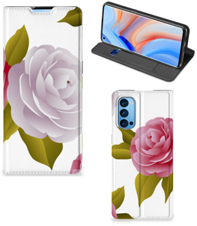 B2Ctelecom Telefoon Hoesje Cadeau voor haar OPPO Reno4 Pro 5G Wallet Flip Case Roses