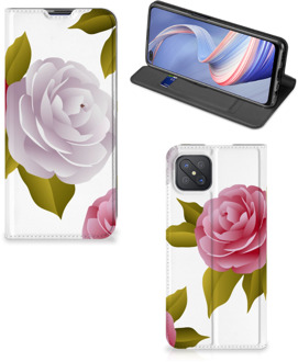 B2Ctelecom Telefoon Hoesje Cadeau voor haar OPPO Reno4 Z 5G Wallet Flip Case Roses