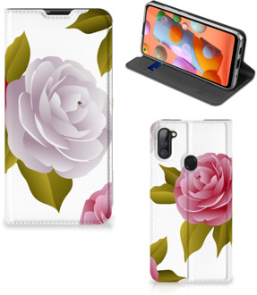 B2Ctelecom Telefoon Hoesje Cadeau voor haar Samsung Galaxy M11 | A11 Wallet Flip Case Roses