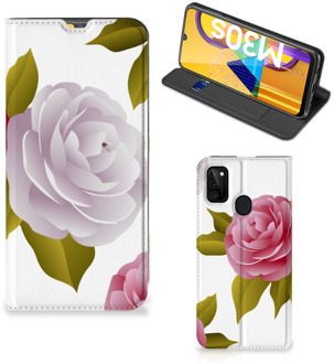 B2Ctelecom Telefoon Hoesje Cadeau voor haar Samsung Galaxy M21 Wallet Flip Case Roses