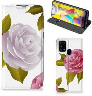 B2Ctelecom Telefoon Hoesje Cadeau voor haar Samsung Galaxy M31 Wallet Flip Case Roses