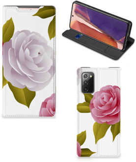 B2Ctelecom Telefoon Hoesje Cadeau voor haar Samsung Galaxy Note20 Wallet Flip Case Roses