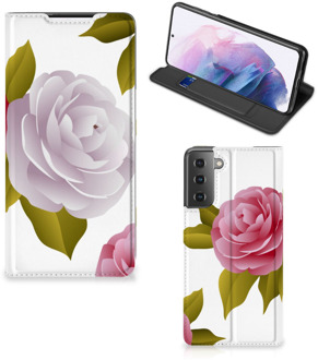 B2Ctelecom Telefoon Hoesje Cadeau voor haar Samsung Galaxy S21 Plus Wallet Flip Case Roses