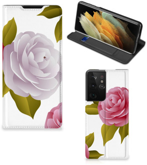 B2Ctelecom Telefoon Hoesje Cadeau voor haar Samsung Galaxy S21 Ultra Wallet Flip Case Roses