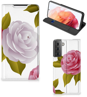 B2Ctelecom Telefoon Hoesje Cadeau voor haar Samsung Galaxy S21 Wallet Flip Case Roses