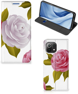 B2Ctelecom Telefoon Hoesje Cadeau voor haar Xiaomi Mi 11 Lite Wallet Flip Case Roses