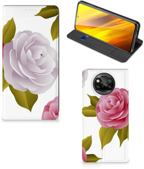 B2Ctelecom Telefoon Hoesje Cadeau voor haar Xiaomi Poco X3 Wallet Flip Case Roses