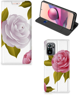 B2Ctelecom Telefoon Hoesje Cadeau voor haar Xiaomi Redmi Note 10 4G | 10S Wallet Flip Case Roses