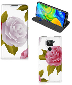 B2Ctelecom Telefoon Hoesje Cadeau voor haar Xiaomi Redmi Note 9 Wallet Flip Case Roses