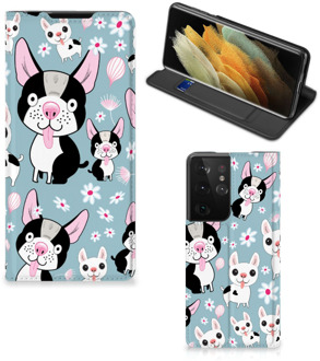 B2Ctelecom Telefoon Hoesje Cadeau voor Kleinzoon Samsung Galaxy S21 Ultra Flipcover Hondjes