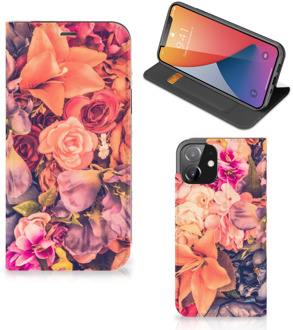 B2Ctelecom Telefoon Hoesje Cadeau voor Moeder iPhone 12 | iPhone 12 Pro Flipcase Bosje Bloemen