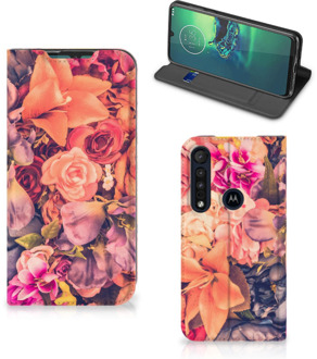 B2Ctelecom Telefoon Hoesje Cadeau voor Moeder Motorola G8 Plus Flipcase Bosje Bloemen