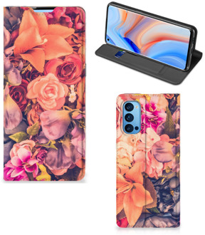 B2Ctelecom Telefoon Hoesje Cadeau voor Moeder OPPO Reno4 Pro 5G Flipcase Bosje Bloemen